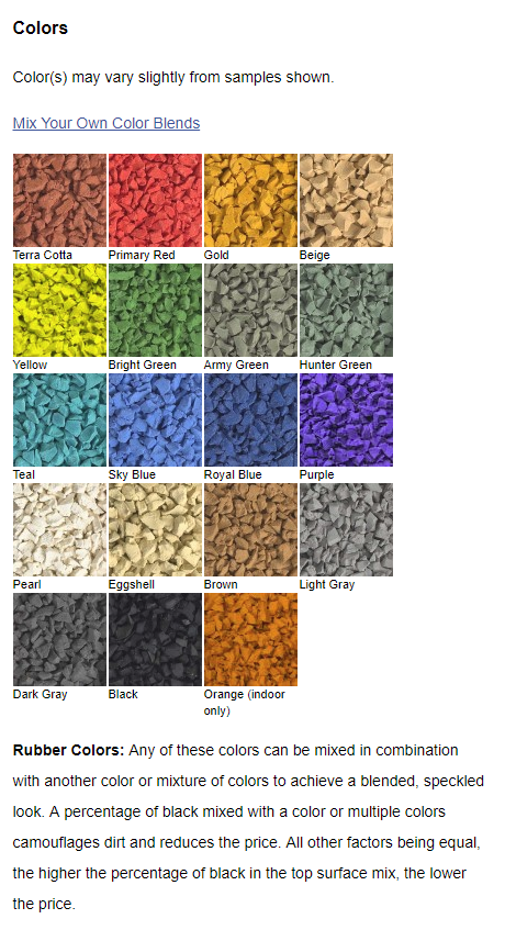 Poured-in-Place Rubber Mulch Color Options